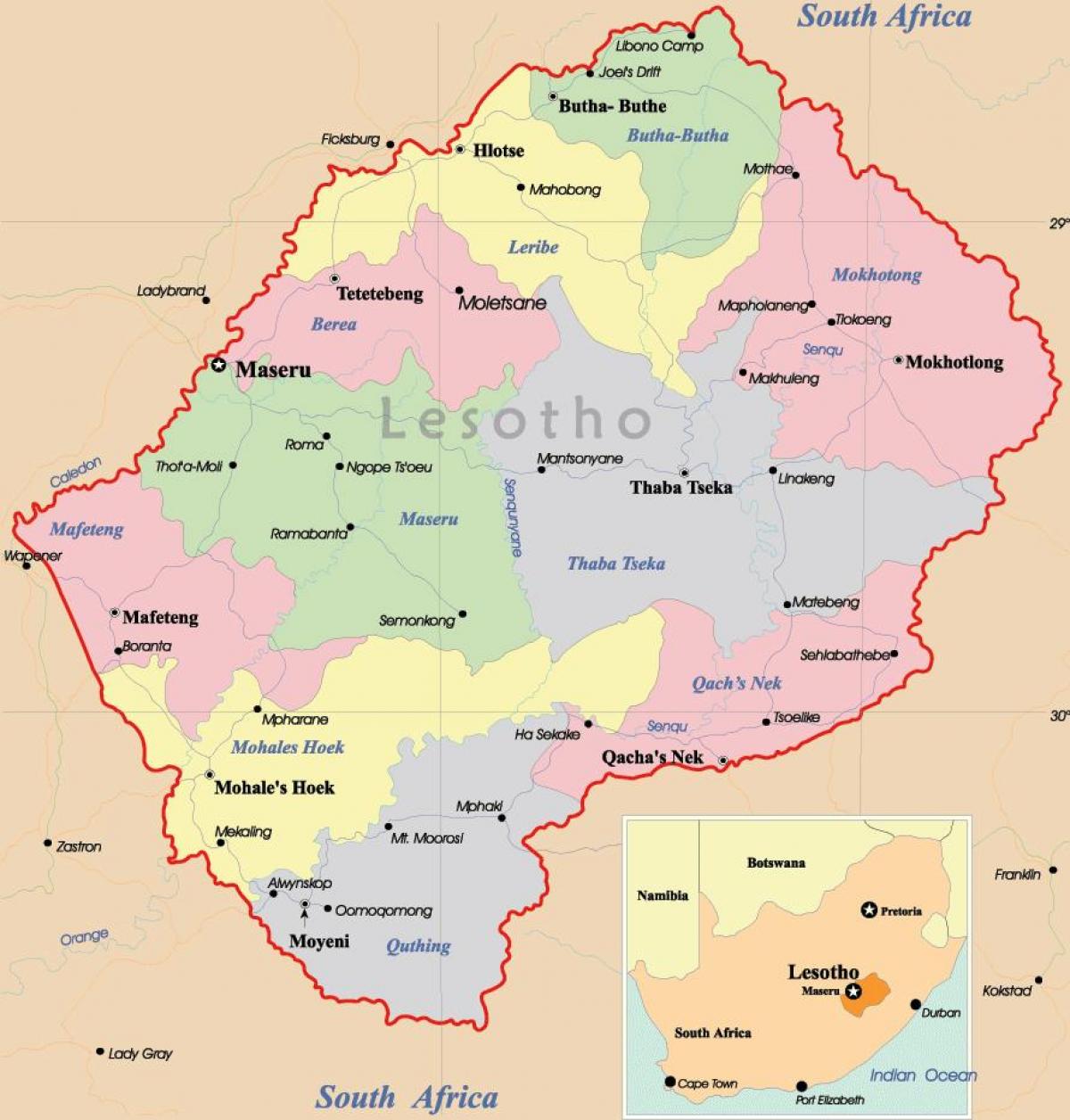 ਨਕਸ਼ਾ ਦੇ Lesotho