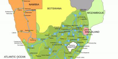ਨਕਸ਼ਾ ਦੇ Lesotho ਅਤੇ ਦੱਖਣੀ ਅਫਰੀਕਾ